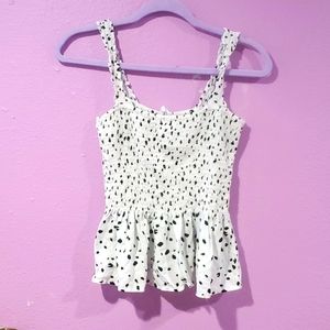 Womens medium tank with poka dots white